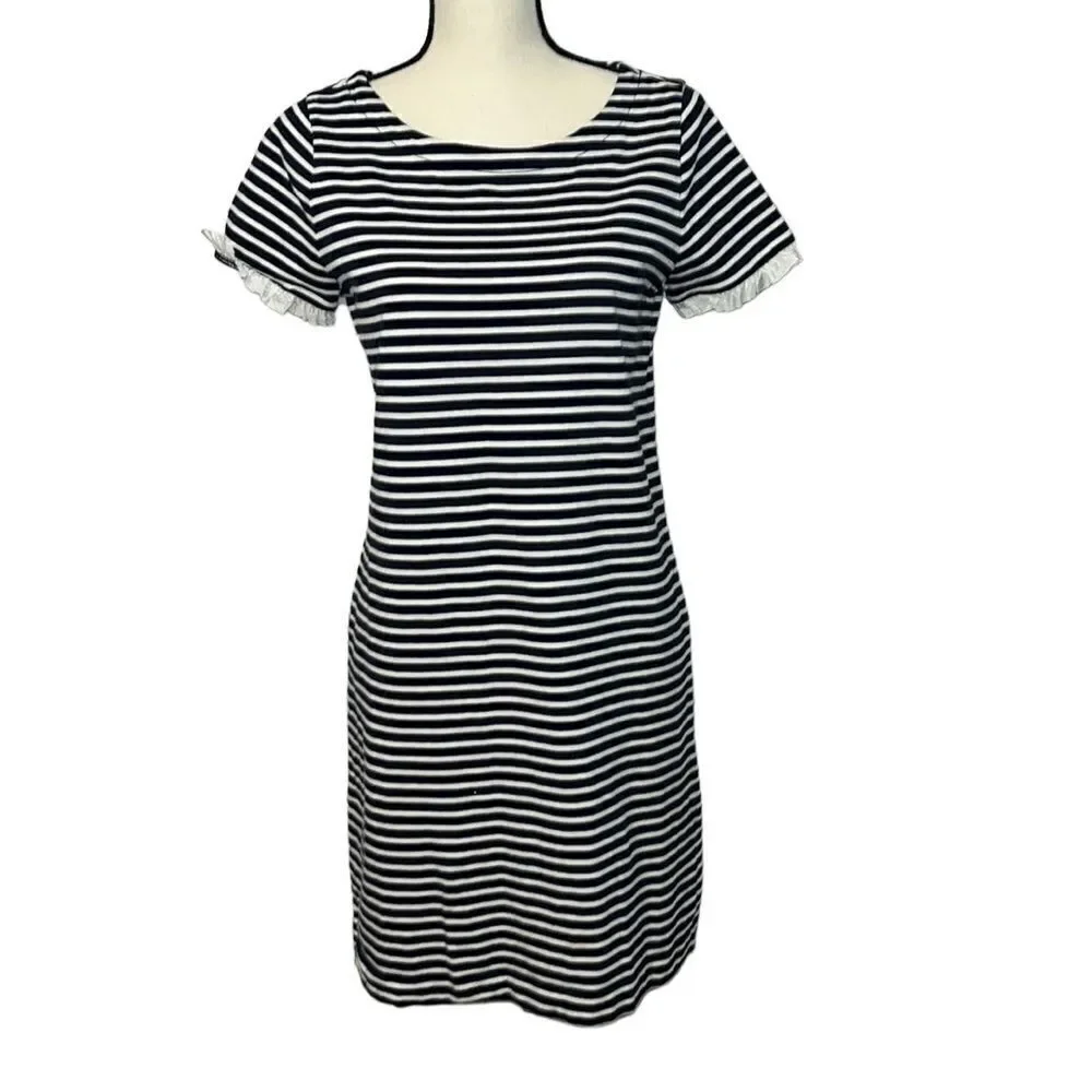 J. Crew Striped Poplin-Trimmed Dress